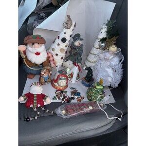 Christmas Decorations Lot Disney Ornaments Santa Angel Snowman Hand Made Trees